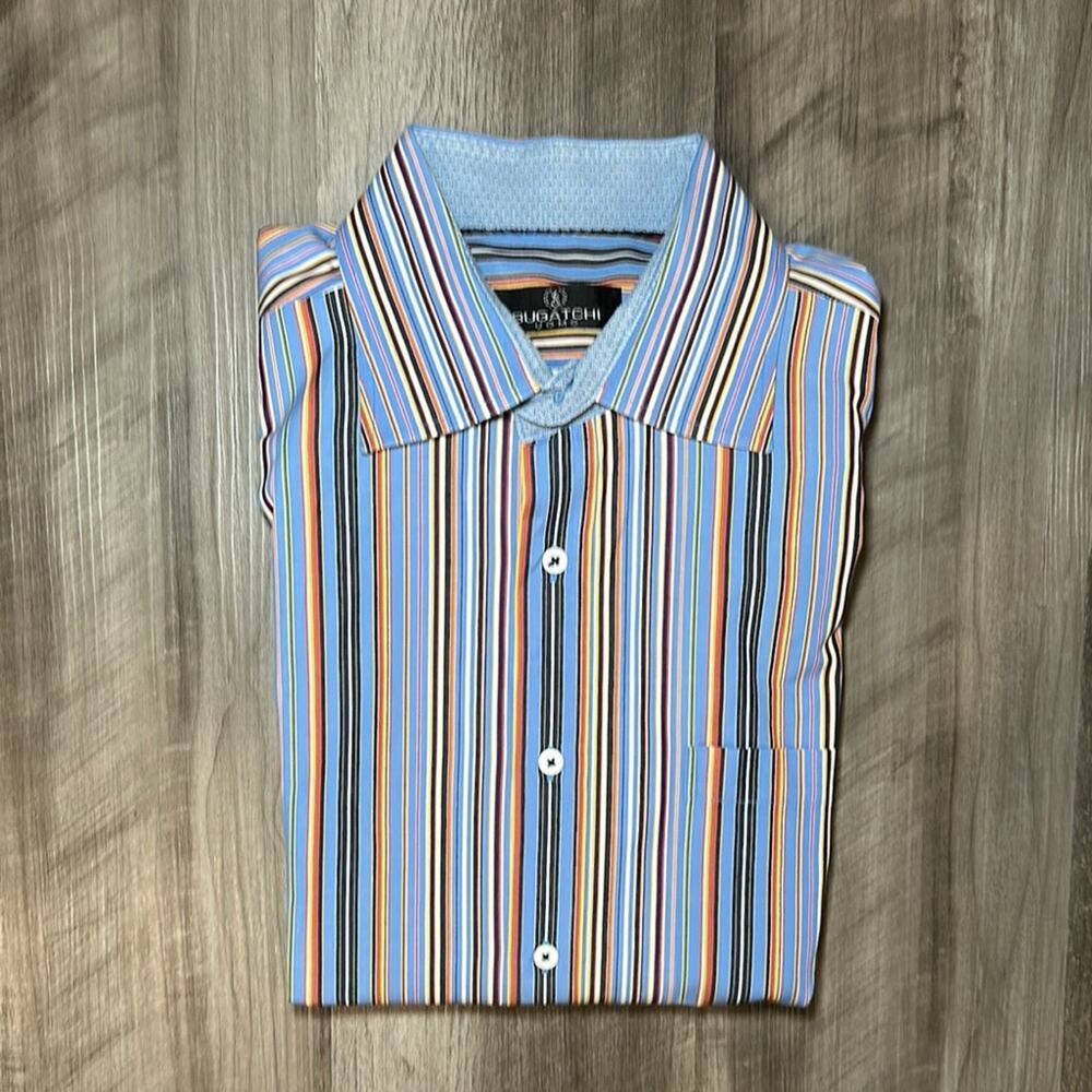 Bugatchi Uomo Striped Long Sleeve Button Down - 2XL